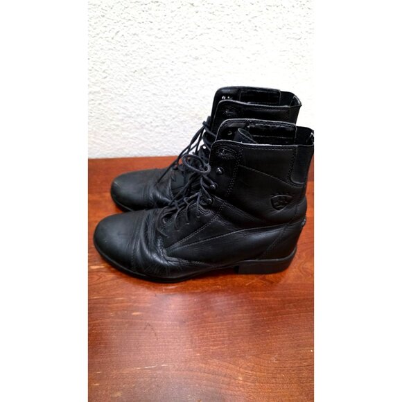 Ariat Women's Black Leather Lace-Up Boots Medium-Height Round Toe Size 7.5B - Picture 4 of 15